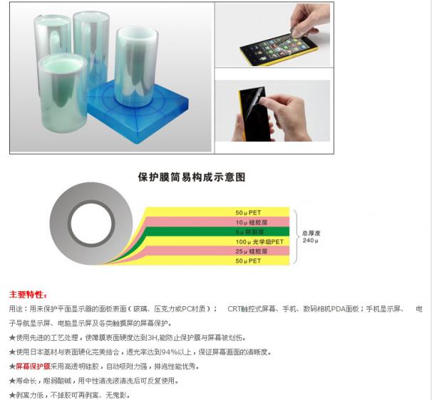 高质供应韩国三层PET保护膜材料 韩国硅胶保护膜原
